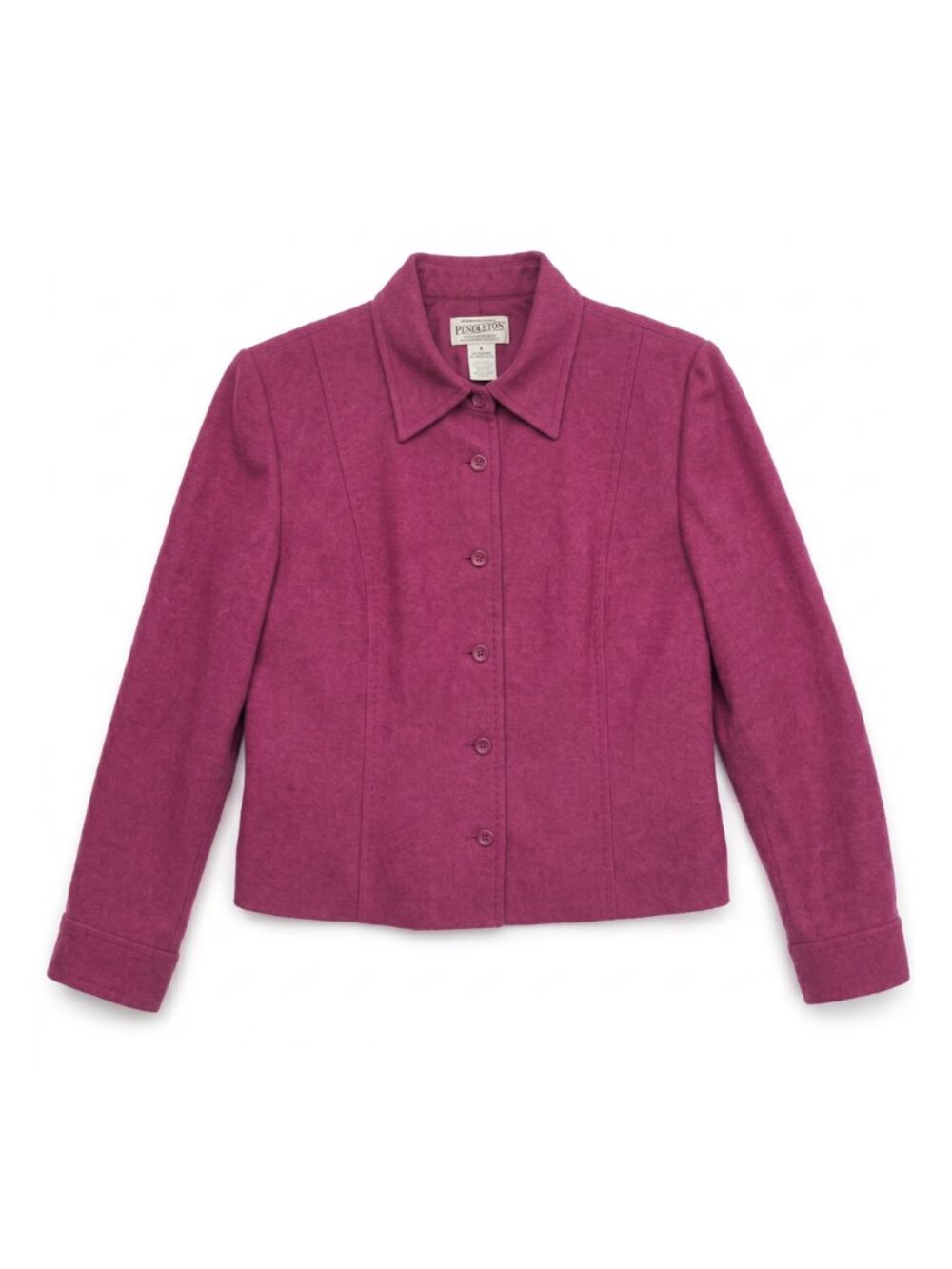 Pendleton 100% Virgin Wool Button Front Shirt Jacket, Berry Magenta, Size 8